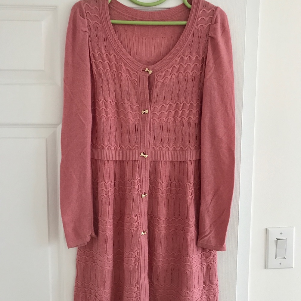 Pink Long Knit Cardigan